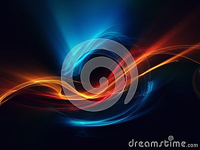 Blue red orange abstract dragon on black background beautiful Stock Photo