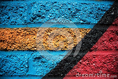 Blue Red Orange Black Yellow Brick Wall Background Stock Photo