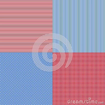 Blue and red simple stripes abstract seamless vector pattern, ge Vector Illustration