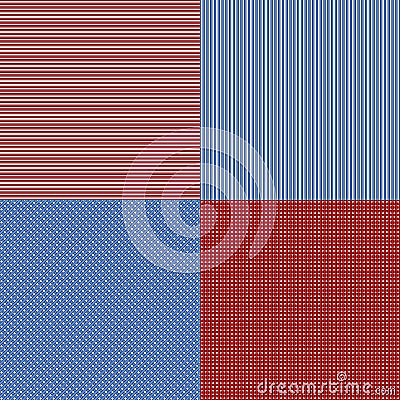 Blue and red simple stripes abstract seamless vector pattern, ge Vector Illustration