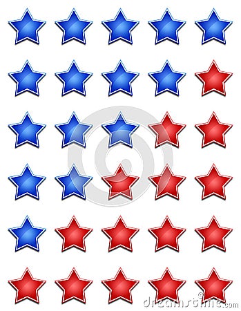 Blue and Red Star Rating Set Stock Photo