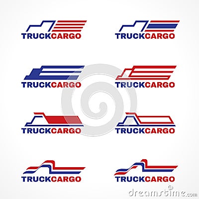 Blue red truck cargo logo vector design Vector Illustration