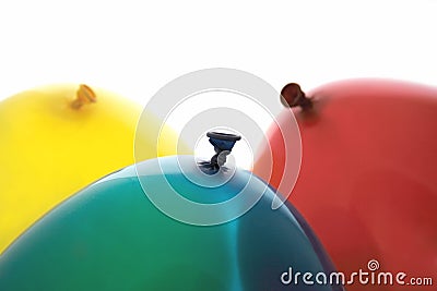 Blue, red and yellow balloons Stock Photo