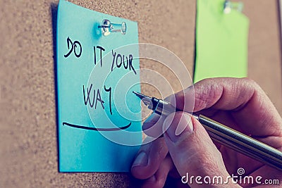 Blue reminder with the advice to do it your way Stock Photo