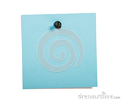 Blue reminder note with black pin Stock Photo