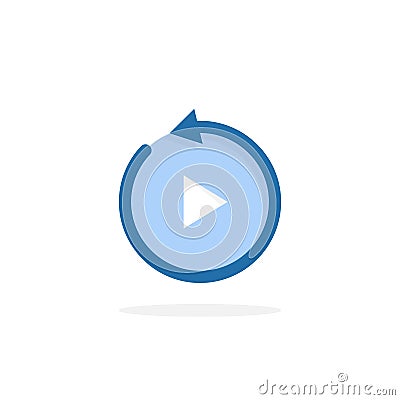 Blue replay icon isolated on white Vector Illustration