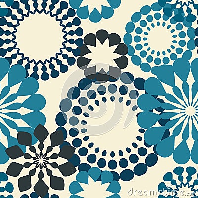 Blue retro flowers Vector Illustration