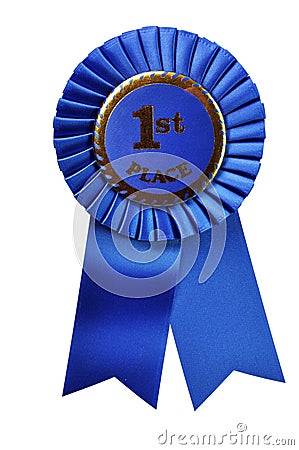 Blue Ribbon Award (with clipping path) Stock Photo