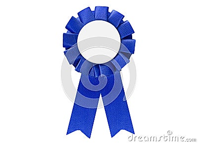 Blue ribbon award tag for sales, sports, retail to display best Stock Photo