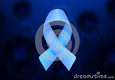 Blue ribbon and 3d cells, Breast cancer awareness, Vector Illustration Vector Illustration