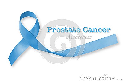 Blue ribbon symbolic for prostate cancer awareness campaign and men`s health in November month isolated on white background Stock Photo