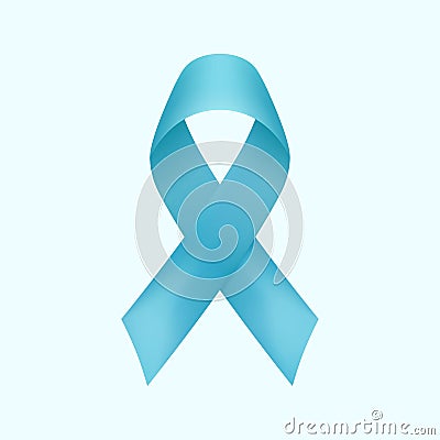 Blue ribbon vector isolated on background. Prostate cancer awareness symbol in november. Realistic b Vector Illustration