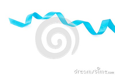 Blue ribbon on white background. Stock Photo