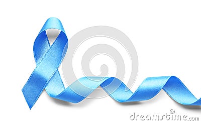 Blue ribbon on white background. Prostate cancer awareness Stock Photo