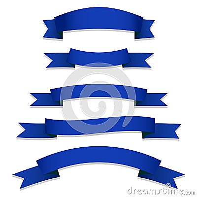 Blue Ribbons Flags Vector Illustration