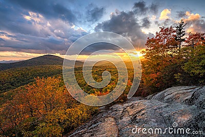 Blue Ridge Mountains, autumn scenic sunset Stock Photo