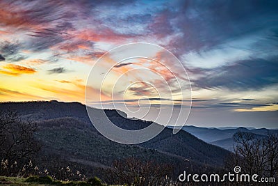 Blue Ridge Mountains at Dusk Stock Photo