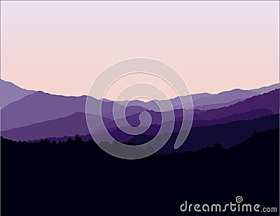 Blue Ridge Mountains Landscape Vector Illustration