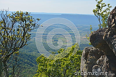 Blue Ridge Mountains rock formation in Summer. Stock Photo