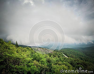 Blue ridge mountains rough ridge landscape look out Stock Photo