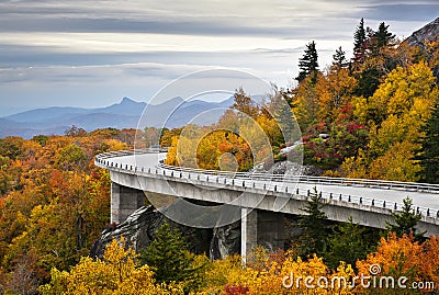 Blue Ridge Parkway Autumn Linn Cove Viaduct Fall Stock Photo