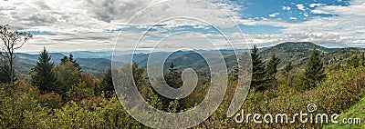 Blue Ridge Parkway - Caney Fork Overlook Panoramic Stock Photo