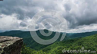 Blue Ridge Parkway mountain overlook on stormy day Stock Photo