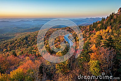 Blue Ridge Parkway, scenic sunrise, North Carolina Stock Photo