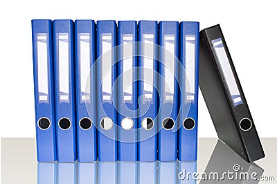 Blue ring binders in row Stock Photo