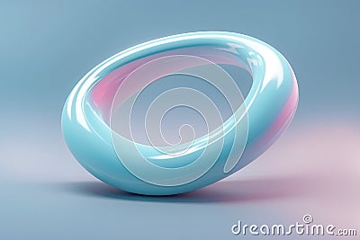 Blue ring on blue background, 3d render, computer digital image Stock Photo