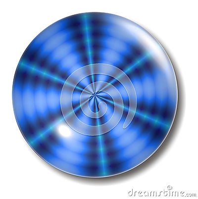 Blue Ripple Button Orb Cartoon Illustration