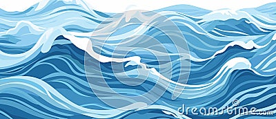 Blue ripples and water splashes waves surface flat style design vector illustration. Vector Illustration