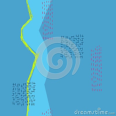 Blue river stitch flow stream seamless pattern Stock Photo