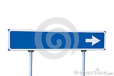 Blue Road Arrow Sign Guide Post Isolated Stock Photo