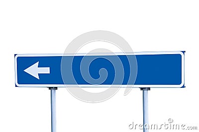 Blue Road Arrow Sign Isolated Guide Post Stock Photo