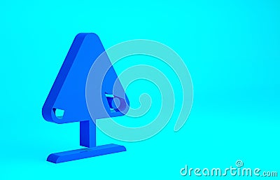 Blue Road sign avalanches icon isolated on blue background. Snowslide or snowslip rapid flow of snow down a sloping surface. Cartoon Illustration