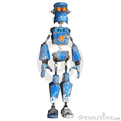 Blue Robot . 3 Stock Photo