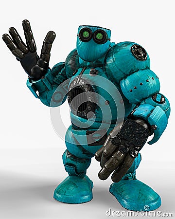 Blue robot ball in a white background Stock Photo