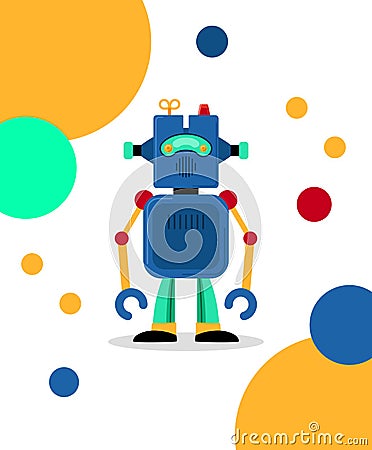 Blue robot card Vector Illustration