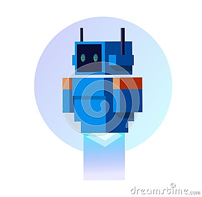 Blue robot in flat style Vector Illustration