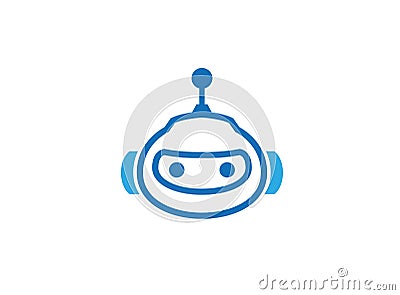 Blue robot head icon for logo Cartoon Illustration