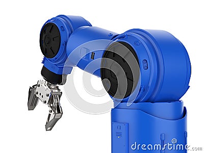 Blue robotic arm Stock Photo