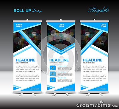 Blue Roll Up Banner template, stand template design ,banner temp Vector Illustration