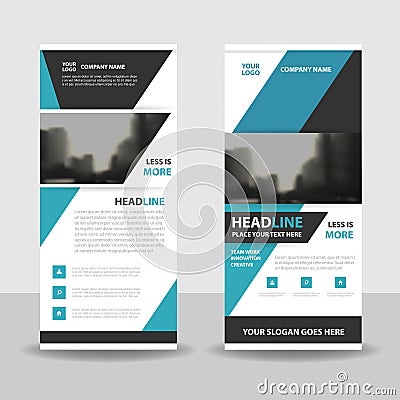 Blue roll up business brochure flyer banner design , cover presentation abstract geometric background, modern publication Vector Illustration