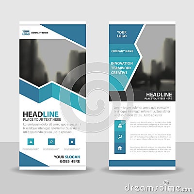 Blue roll up business brochure flyer banner design , cover presentation abstract geometric background, modern publication Vector Illustration