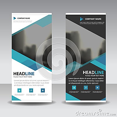 Blue roll up business brochure flyer banner design , cover presentation abstract geometric background, modern publication x-banner Vector Illustration