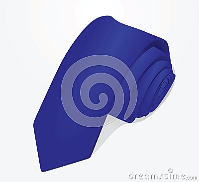 Blue rolled tie Vector Illustration