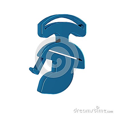 Blue Roman army helmet icon isolated on transparent background. Stock Photo