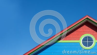 Blue roof top in Magdalein island in Canada Stock Photo