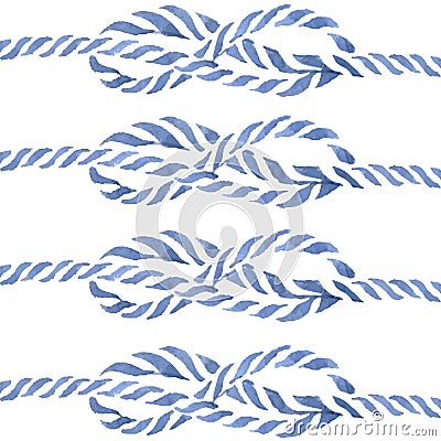 Blue rope knot eight hand drawn watercolor Vector Illustration